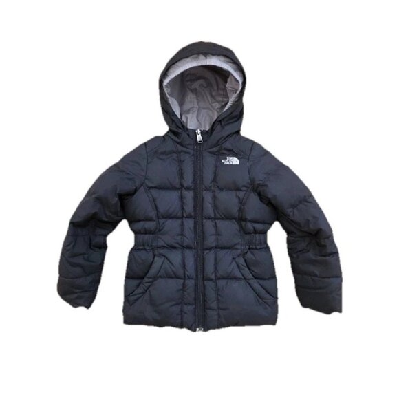 The North Face Jacket Toddler 5T Black Down Gray Hooded Puffer 5T A001260 - Picture 1 of 6